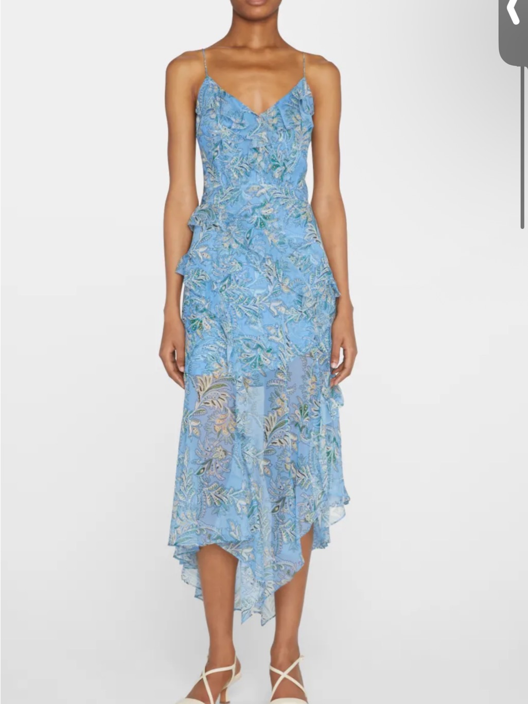 Blue Veronica Beard Floral Spaghetti-Strap Midi Dress